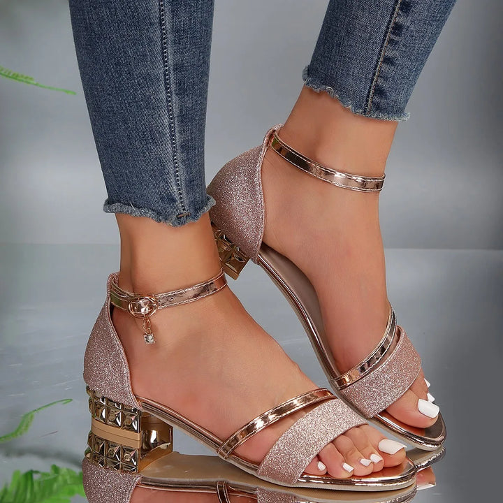 Elegant Freya women's block heel sandals with ankle strap, offering comfortable support for all-day wear.