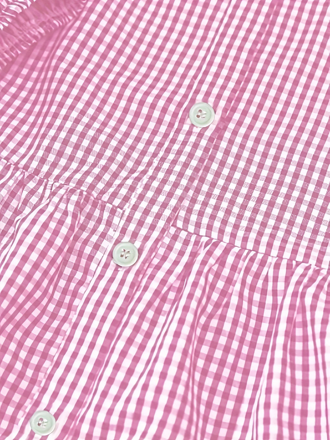 Women's classic gingham check tiered mini dress, featuring puff sleeves, button front, and a chic ruffle hem.
