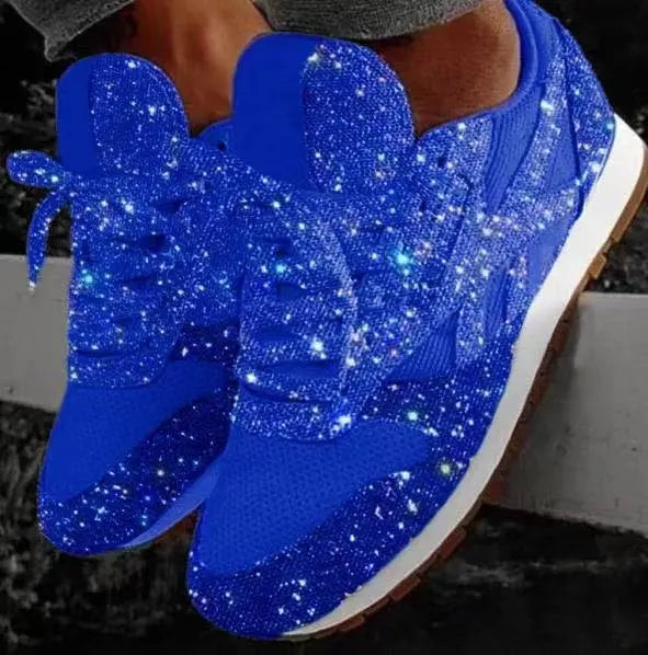 Versatile women's glitter lace-up sneakers, blending fashion and comfort for stylish everyday footwear.