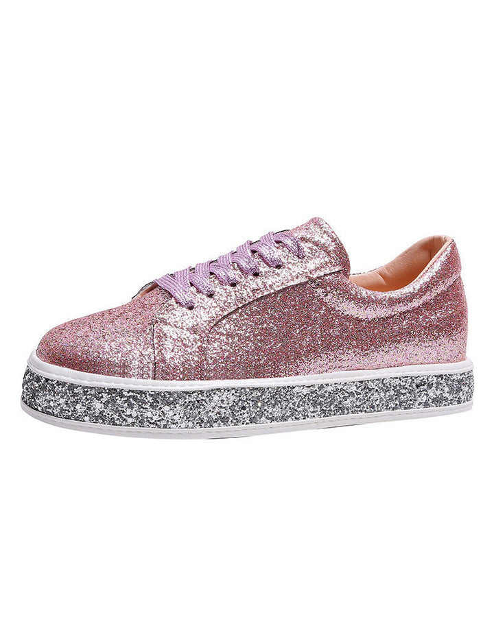 Active women's glitter platform sneakers, perfect for comfortable daily wear & adding a sparkly touch to outfits.
