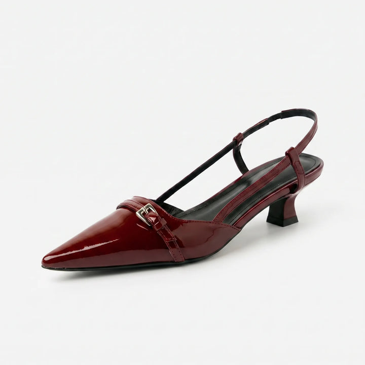 Fashionable women's glossy pointed toe slingback heels. Comfortable design for professional wear & elegant parties.