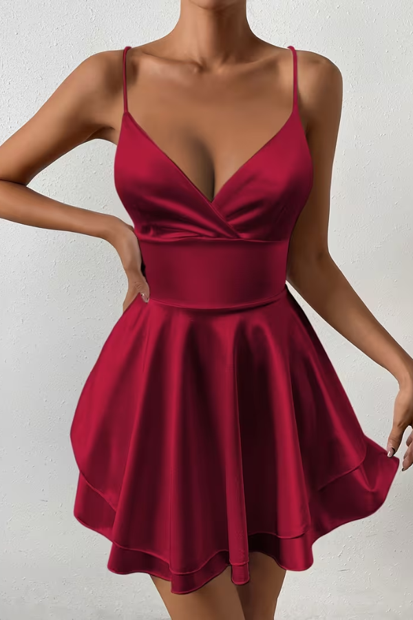 Stylish Summer Open Back V-Neck Swing Dress for women, ideal for parties.