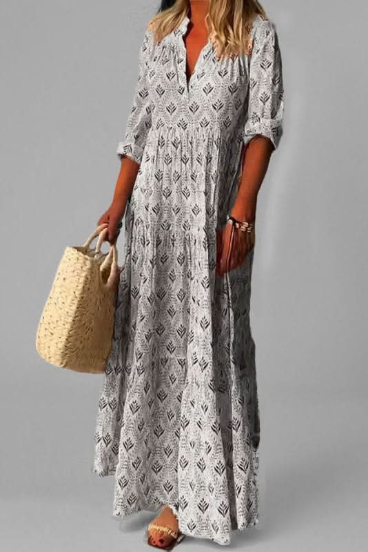 Versatile long tiered maxi dress for women. Easily transitions from a chic daytime look to an elegant night outfit.