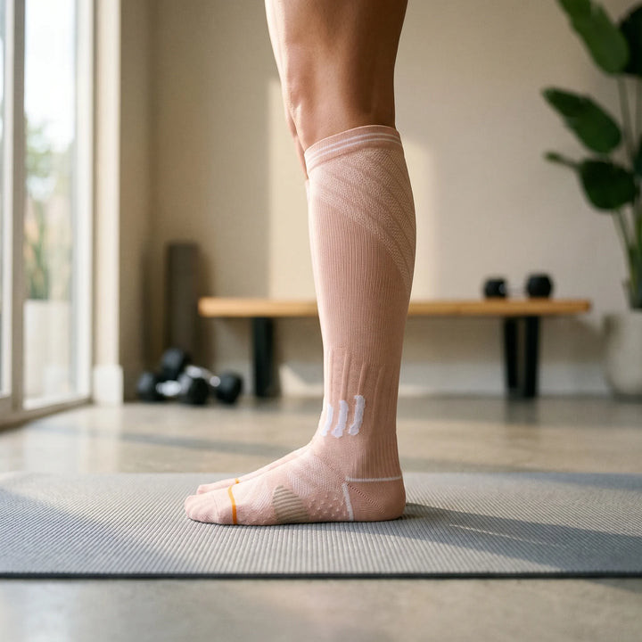 Women's graduated compression knee-high socks provide essential leg support & circulation. Great for activewear, travel, daily comfort.