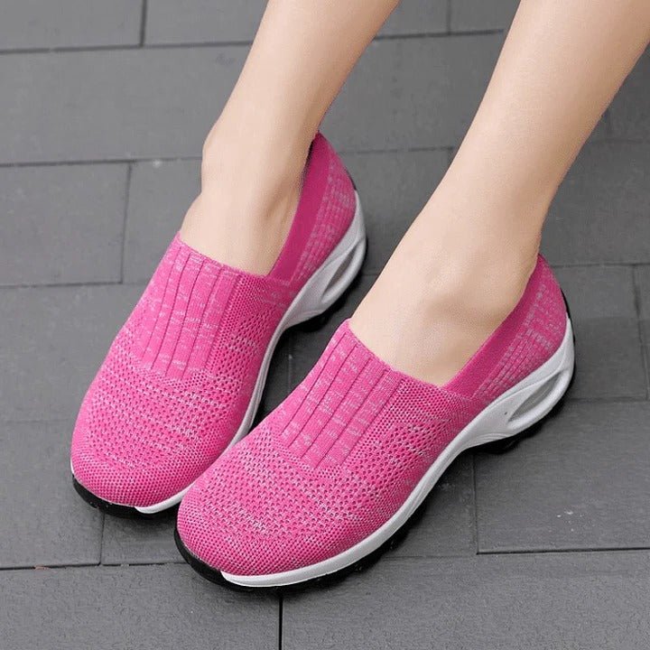 Pair of women's orthopedic slip-on comfort shoes, designed for foot health, arch support, and heel relief.