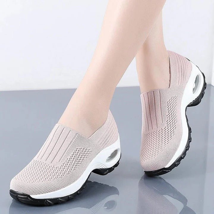 Front view of women's orthopedic slip-on shoes, essential for all-day comfort, pain relief, and daily walks.