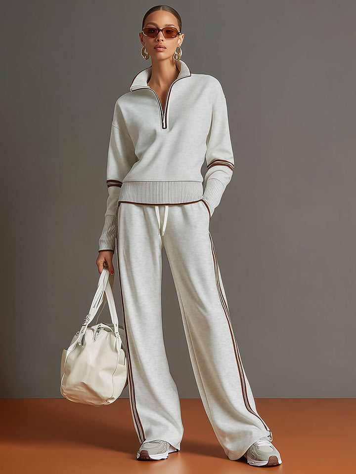 Relaxed women's half-zip sweatshirt from a comfortable loungewear set. Ideal for casual style.
