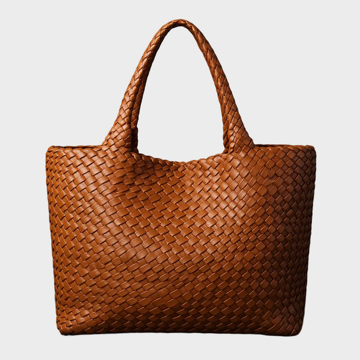 Women's handwoven leather large tote bag, perfect everyday carry shoulder bag.