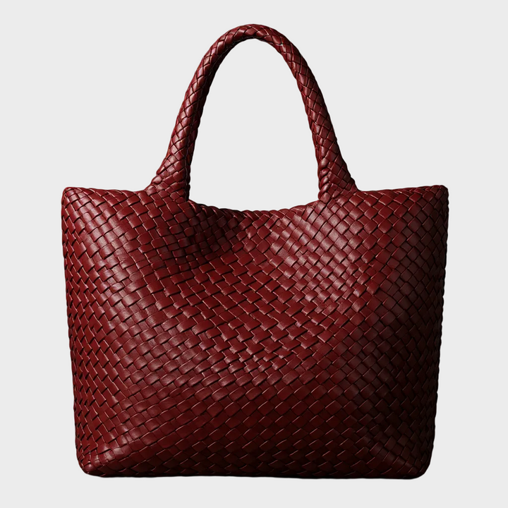 Spacious women's handwoven leather tote, a perfect large handbag for everyday essentials.
