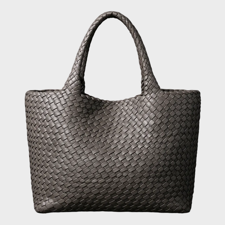 Functional handwoven leather market bag, a large versatile women's shoulder tote.