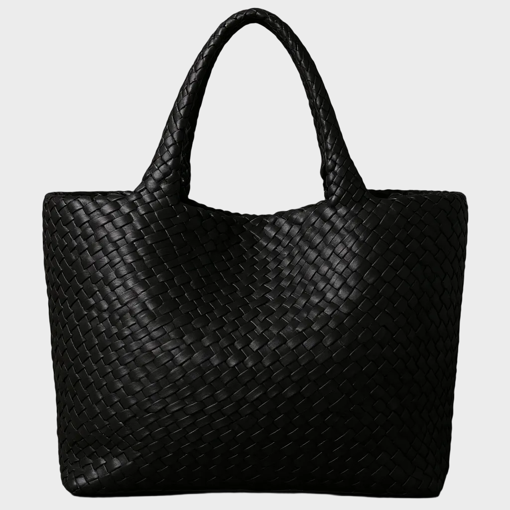 Durable handwoven leather large tote, a classic women's shoulder bag for long-lasting use.
