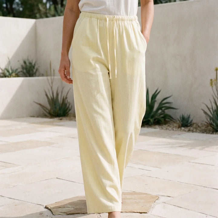 Women's Hazel wide-leg summer pants, relaxed fit, perfect for casual style & travel comfort.
