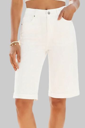 Versatile women's high-rise long shorts, perfect as summer bottoms for any activity.