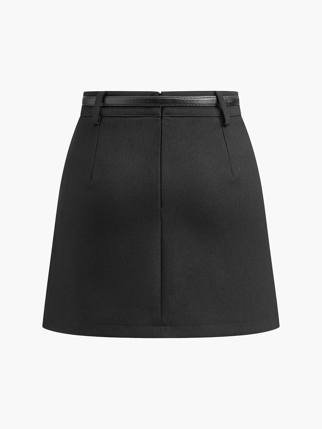 Classic women's A-line mini skirt, high waist, featuring a fashionable belt.