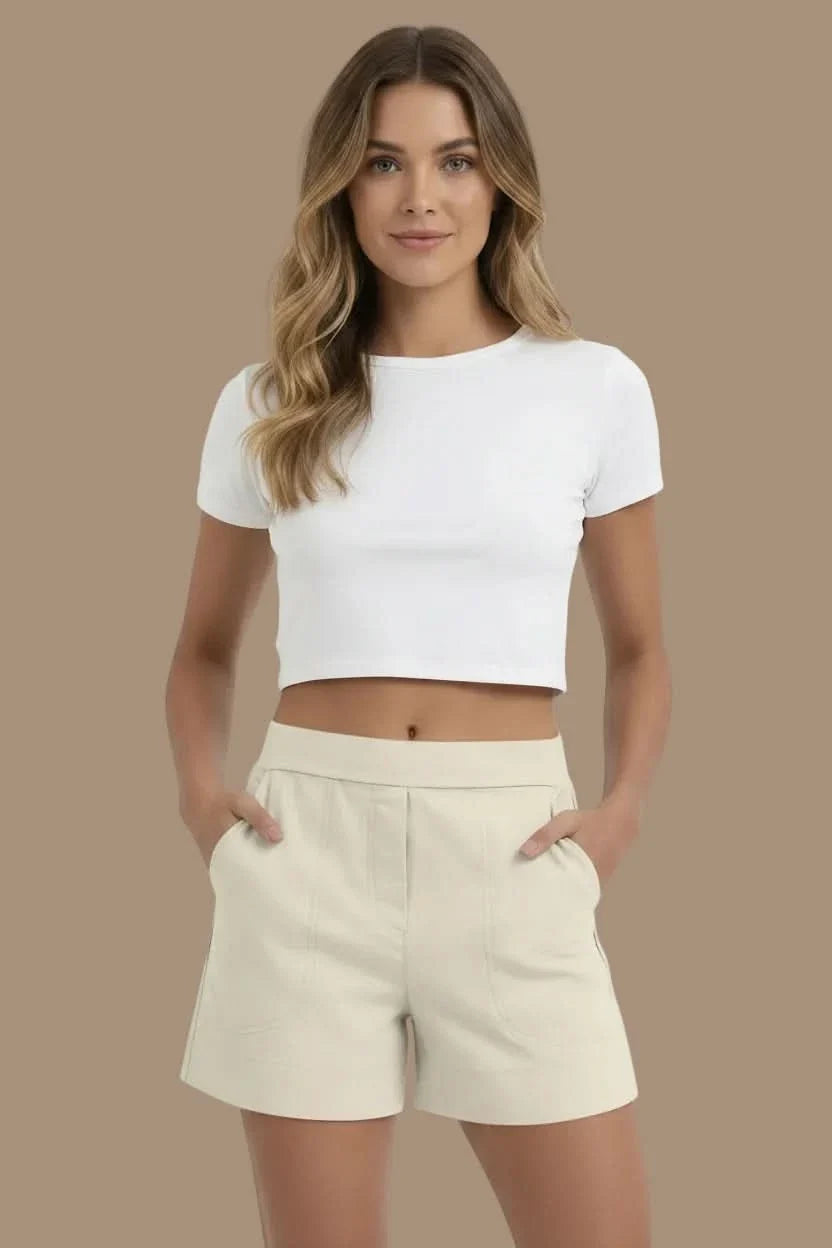Women's high waist active shorts for workouts & everyday comfort. Stylish athletic wear perfect for summer.