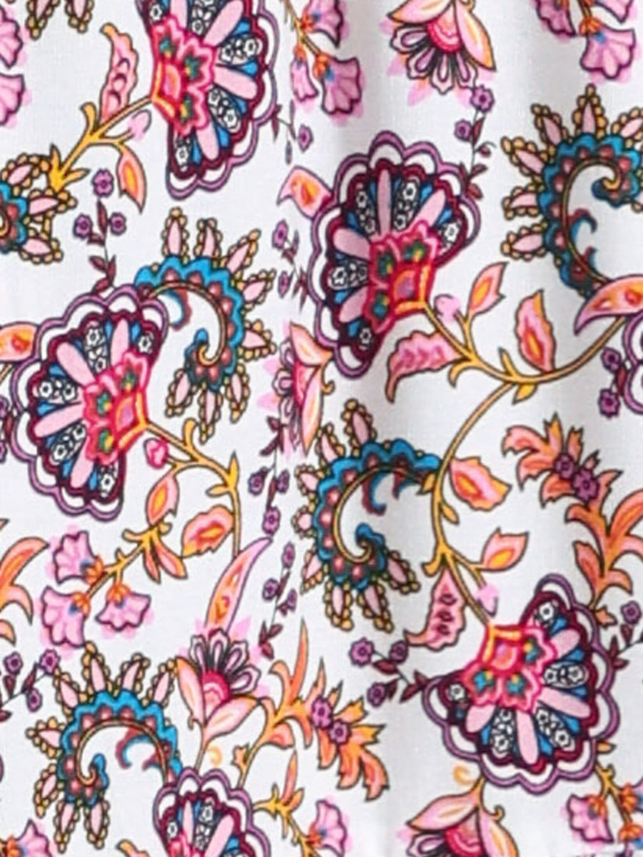 High waist printed maxi skirt for women, flowing, perfect for resort wear with a side slit.