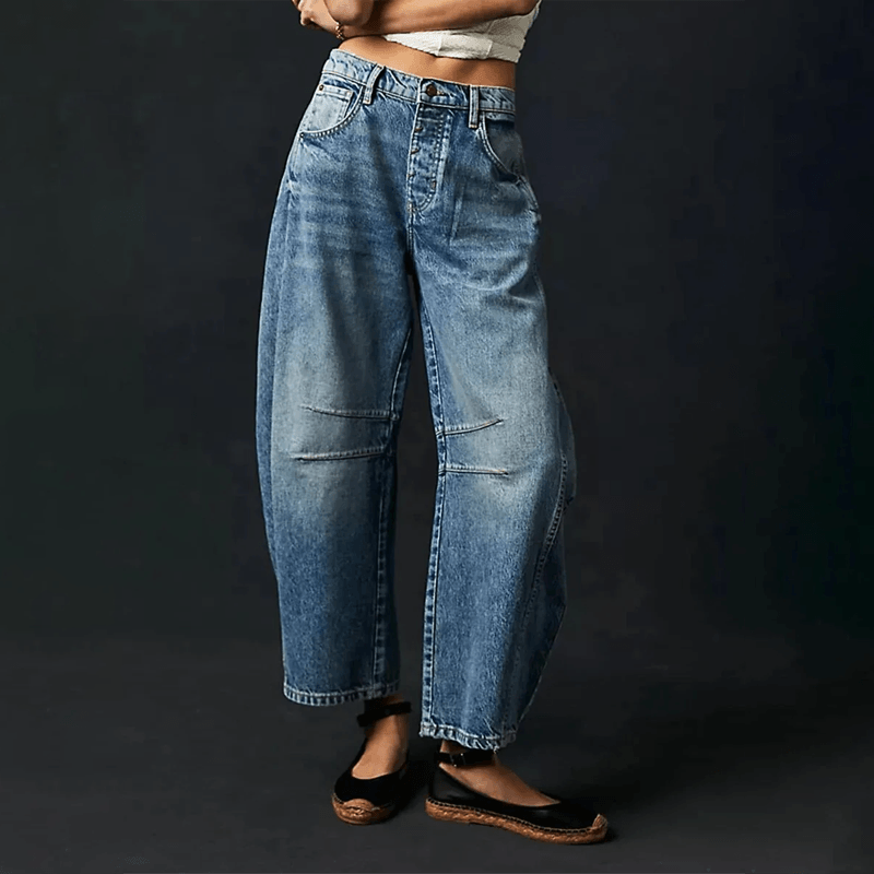 Versatile women's high waist wide leg jeans. Relaxed fit, comfortable denim for everyday casual style.