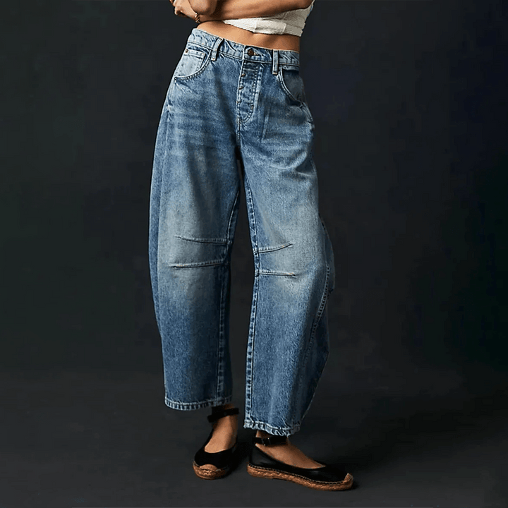 Versatile women's high waist wide leg jeans. Relaxed fit, comfortable denim for everyday casual style.