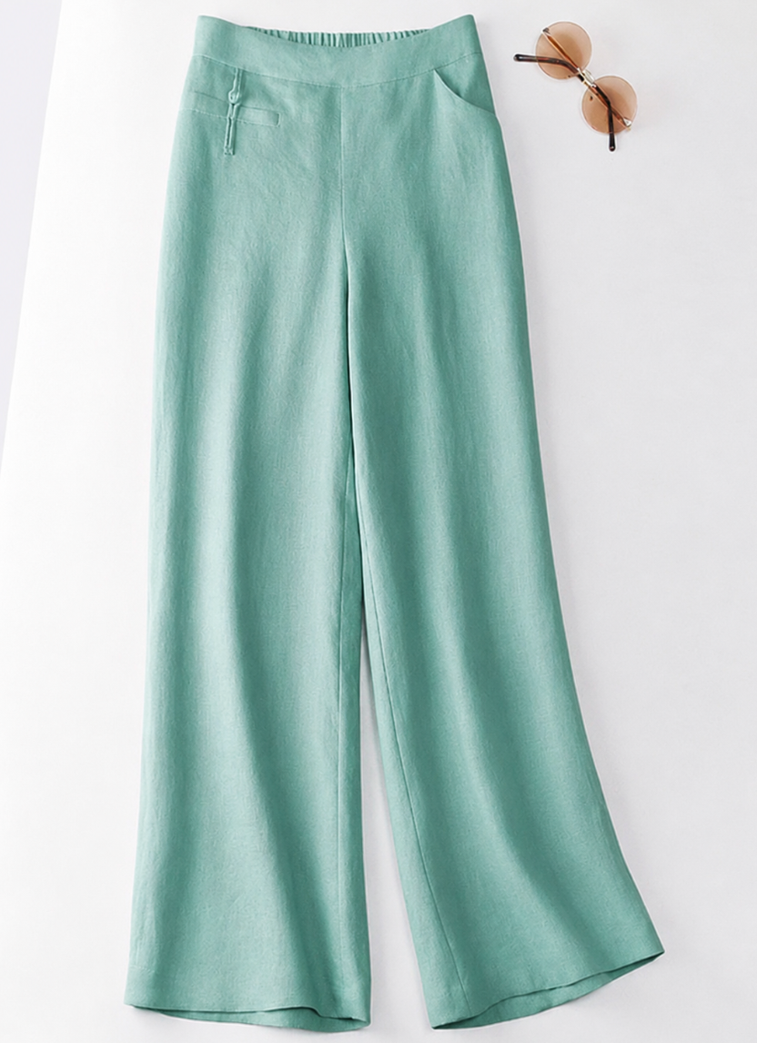 Women's high-waist wide-leg pants in a relaxed fit. Casual, chic, and comfortable for versatile summer fashion.