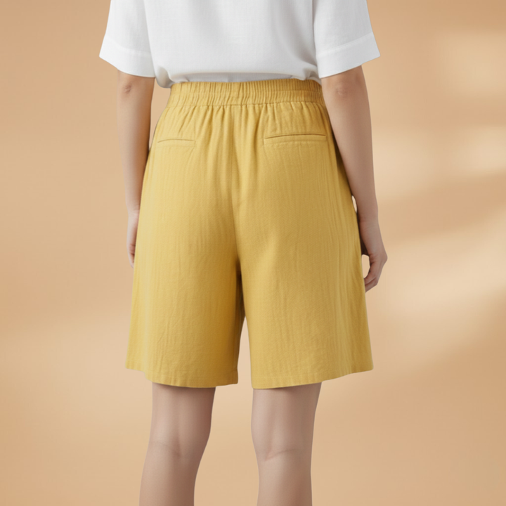 Everyday women's shorts: high waist, wide leg, elastic drawstring waist for ultimate comfort.