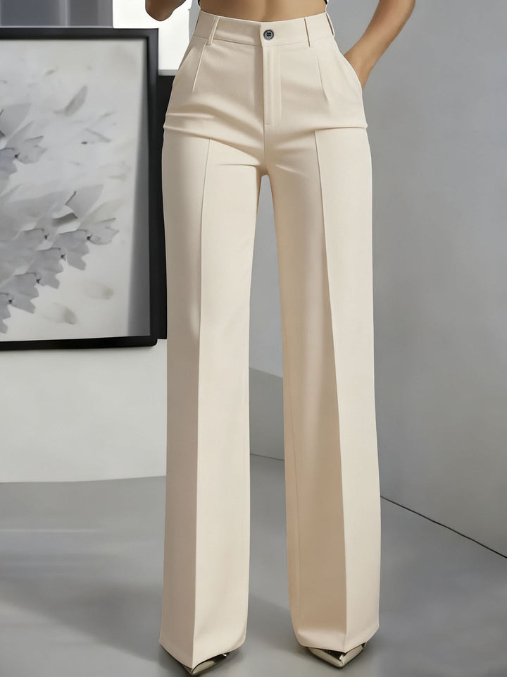 Professional women's high waist wide leg trousers, a chic and comfortable choice for modern office attire.