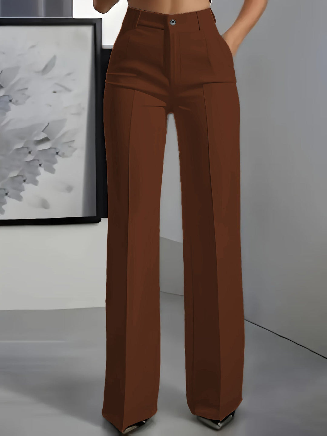 Stylish women's high waist wide leg pants, perfect for comfortable, chic casual outings & everyday wear.