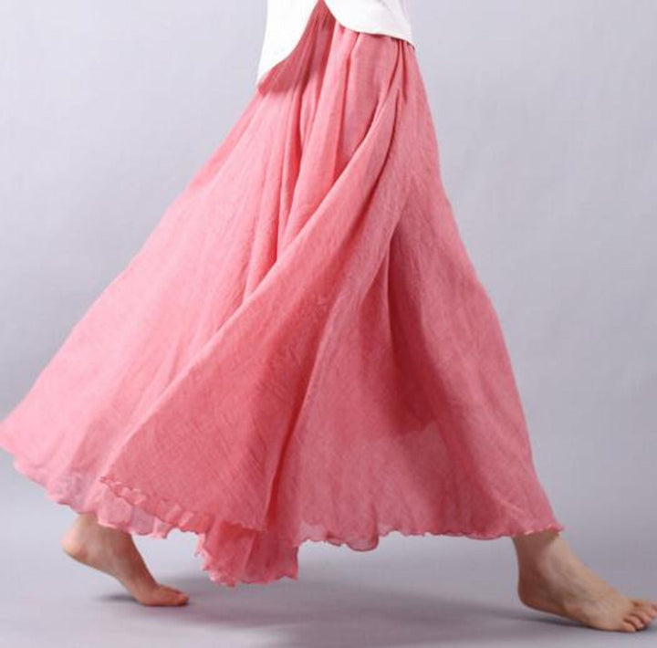 Elegant women's flowing A-line maxi skirt, high-waisted and bohemian, offers comfort and style for any occasion.