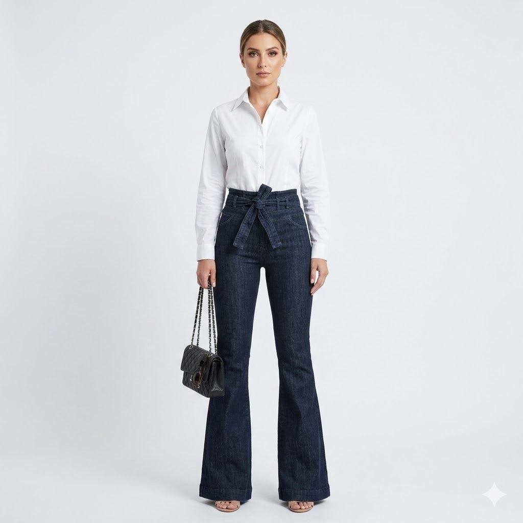 Women's high-waisted flare jeans with a sculpting fit, perfect for everyday casual style.