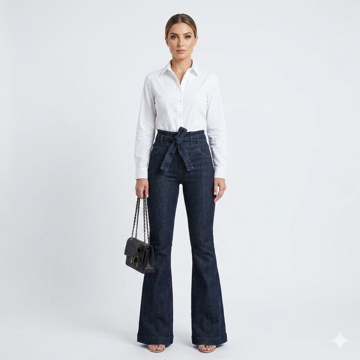 Women's high-waisted flare jeans with a sculpting fit, perfect for everyday casual style.