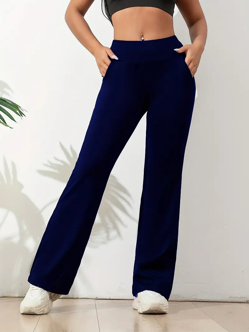 Comfortable women's high-waisted flared pants, perfect for active lifestyles & versatile casual fashion.