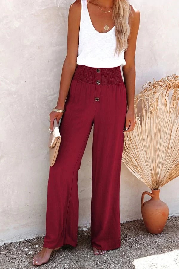 Versatile women's trousers: high-waisted, comfortable, & stylish for both casual wear & work.