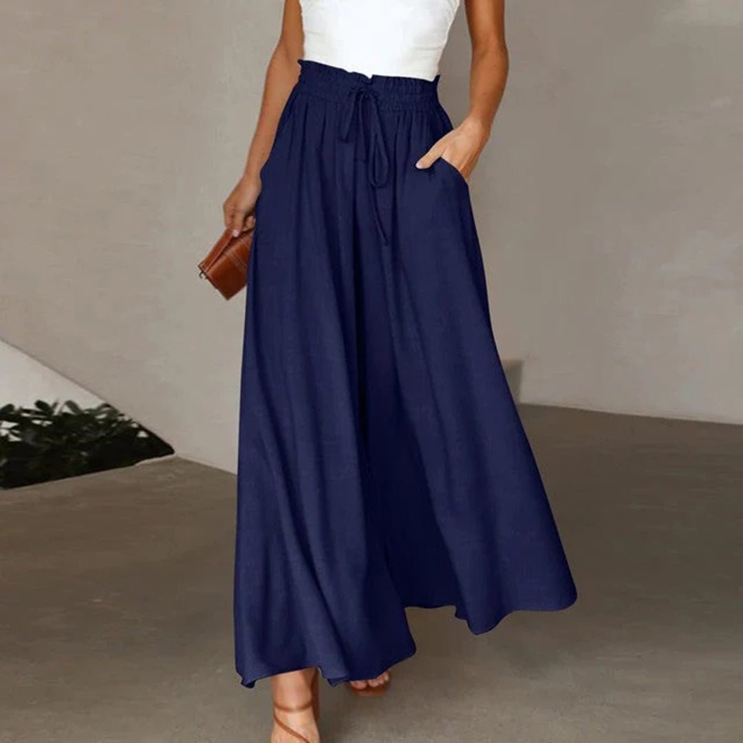 Stylish women's wide leg palazzo pants, high waisted, perfect for casual summer fashion.