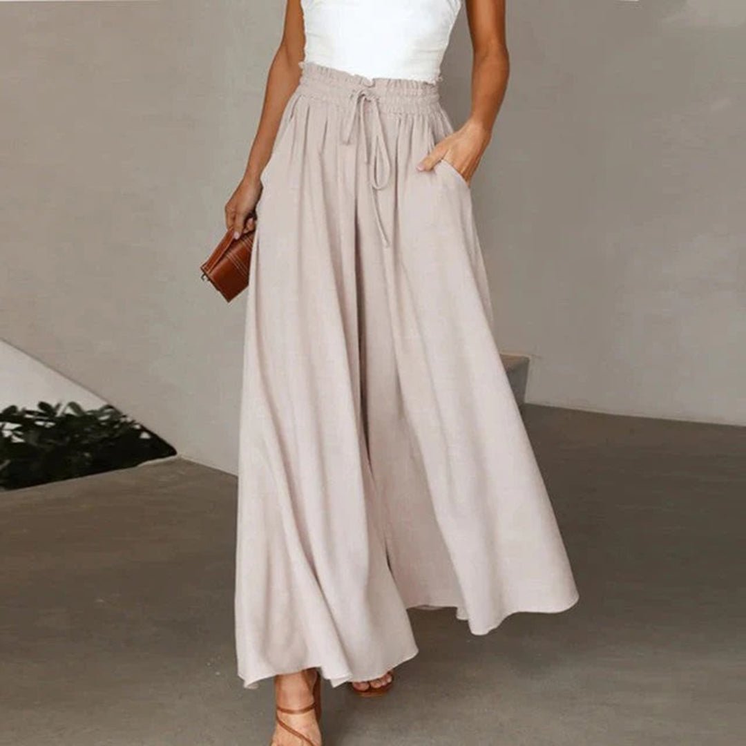 Women's wide leg flowy palazzo pants, high waisted for a comfortable and stylish look.