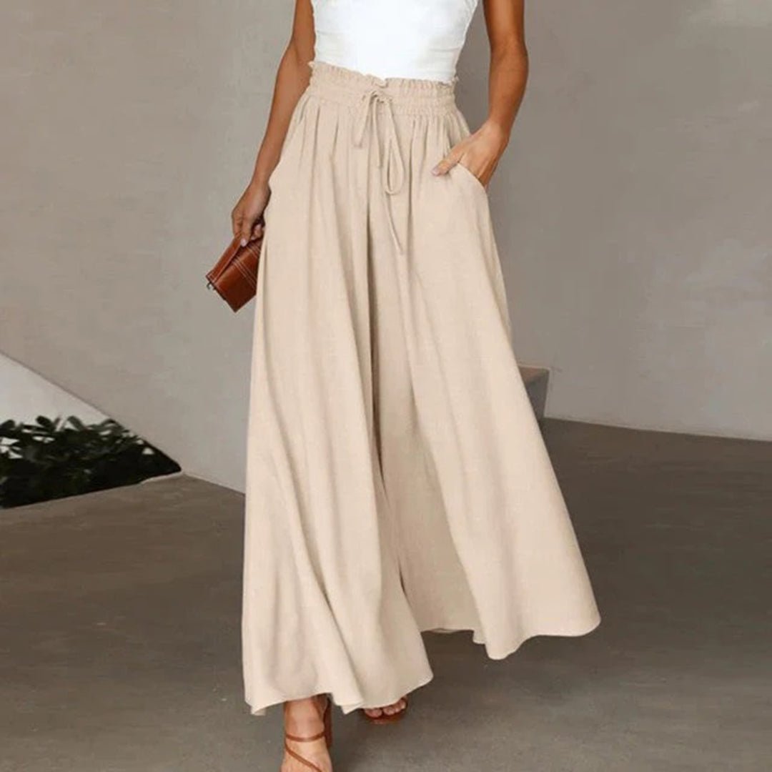 Casual women's high waisted palazzo pants, wide leg for a breezy and comfortable summer style.