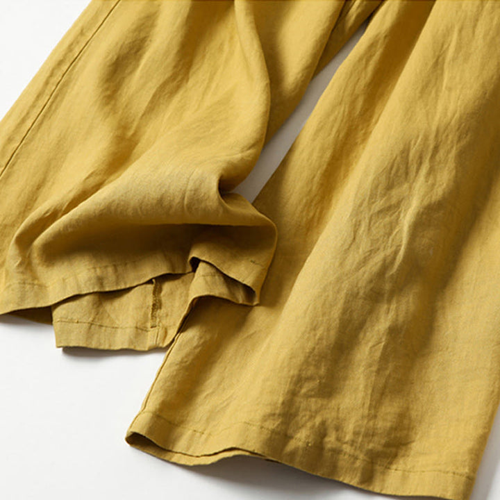 Relaxed fit high-waisted wide-leg pants for women, offering comfortable everyday style.