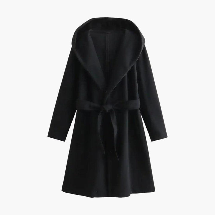 Casual women's hooded belted trench coat, perfect for everyday outdoor style in fall or spring.