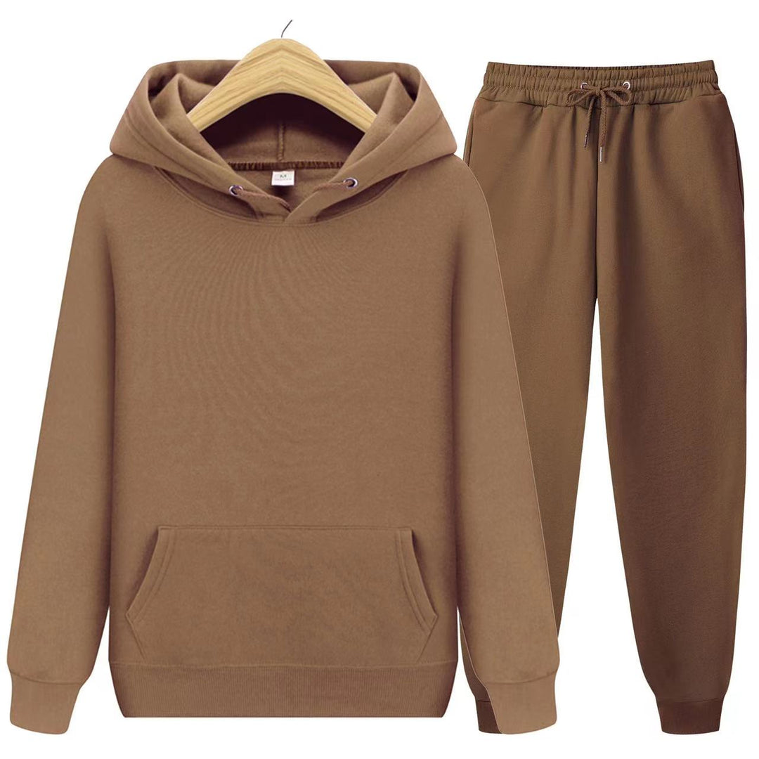 Women's relaxed fit hooded sweatshirt & jogger pants set, perfect for comfy casual clothes.