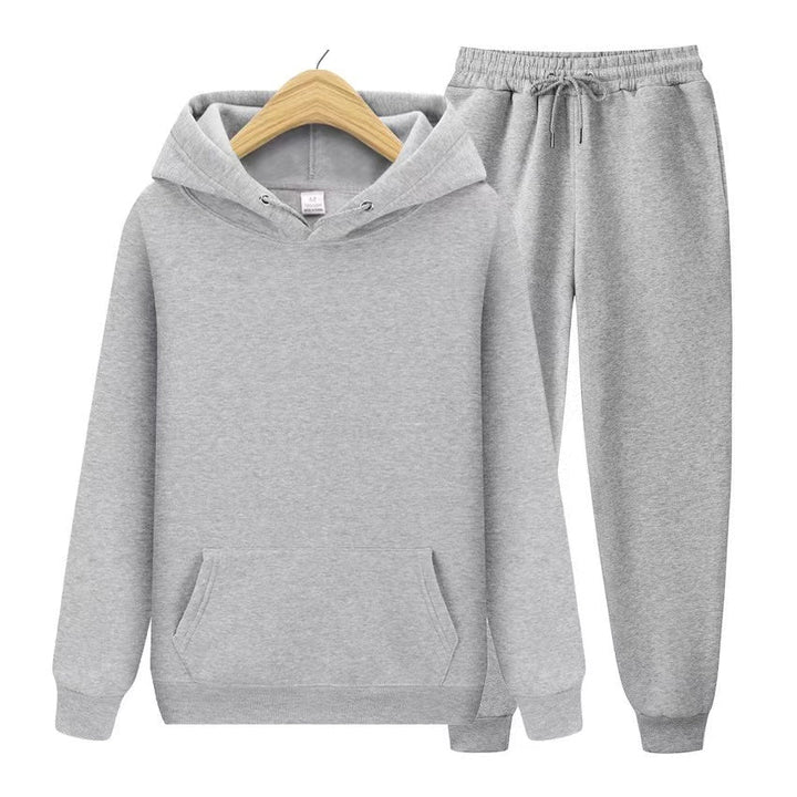 Casual women's two-piece hooded sweatshirt and jogger set, perfect for relaxed comfy outfits.