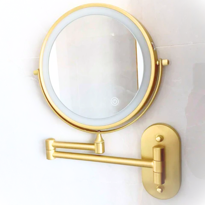 Rechargeable LED vanity mirror, perfect for precise makeup application and personal care.