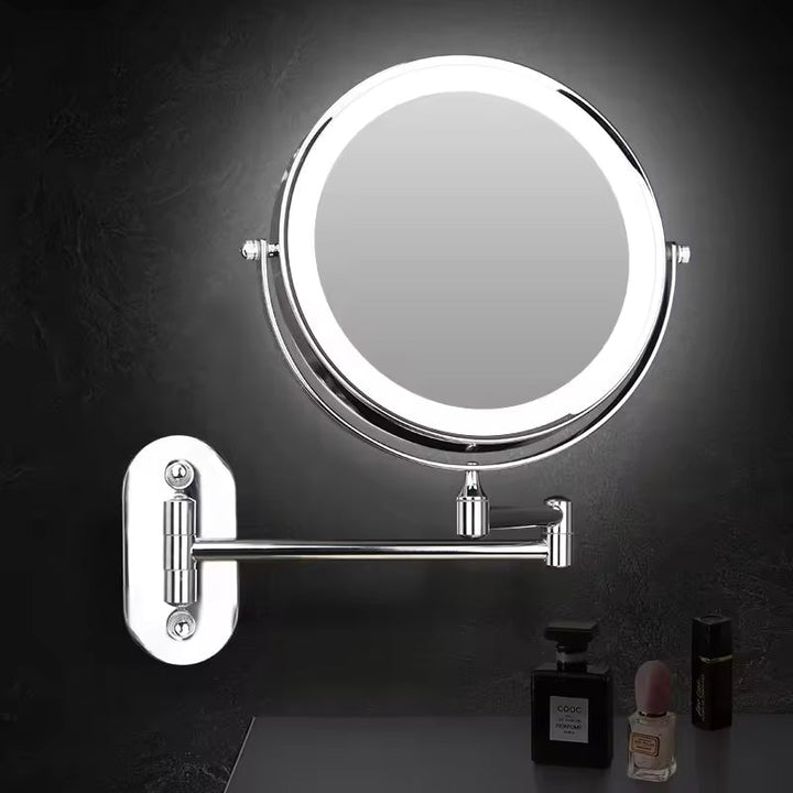 LumiAura 3x magnifying mirror with LED lighting for flawless makeup and detailed grooming.