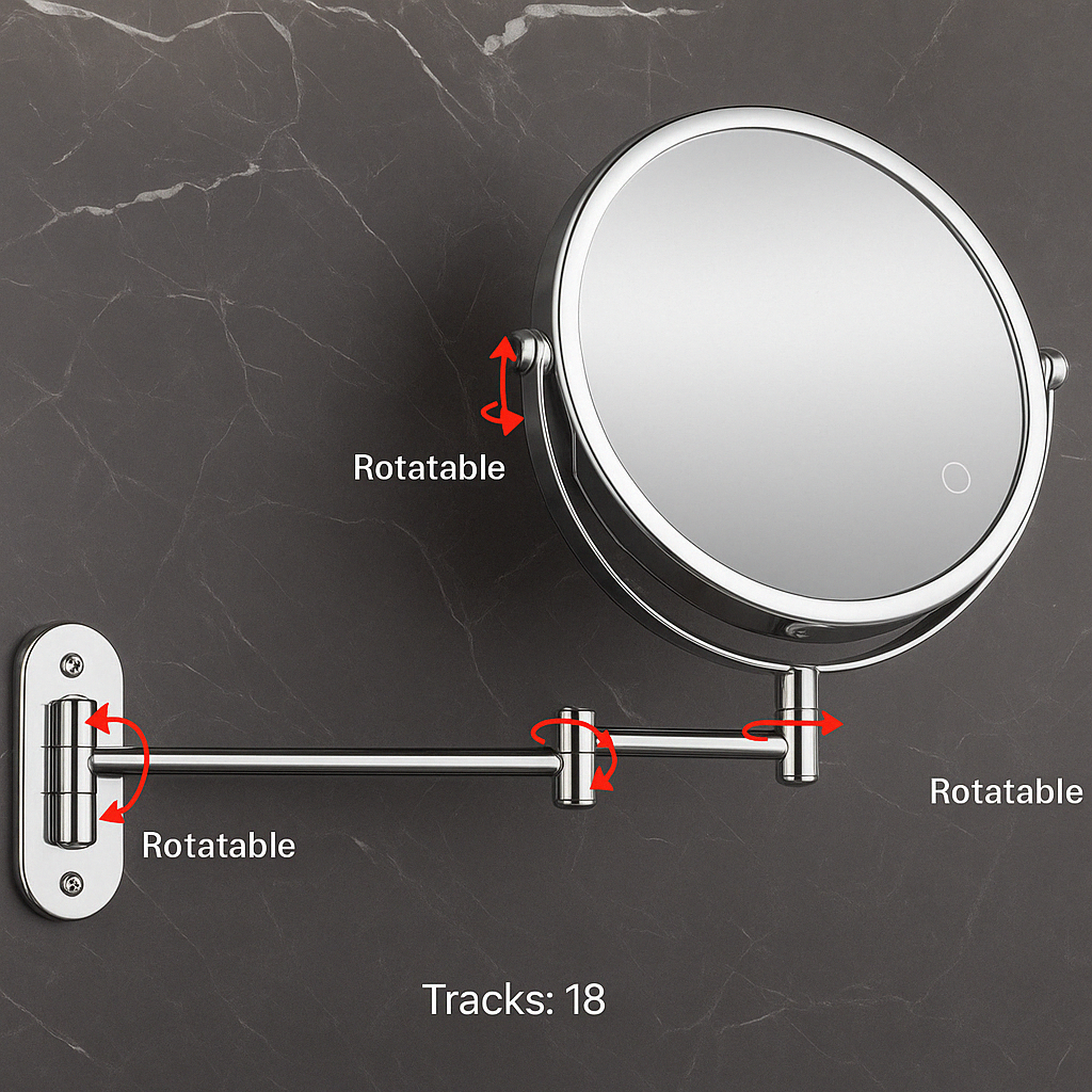 Compact LED magnifying mirror, rechargeable and portable for clear, bright makeup application.