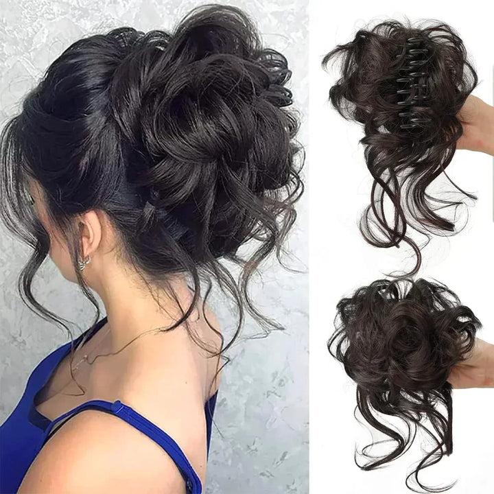 Women's curly bun hair clip, perfect for an instant messy updo, adds volume & style.