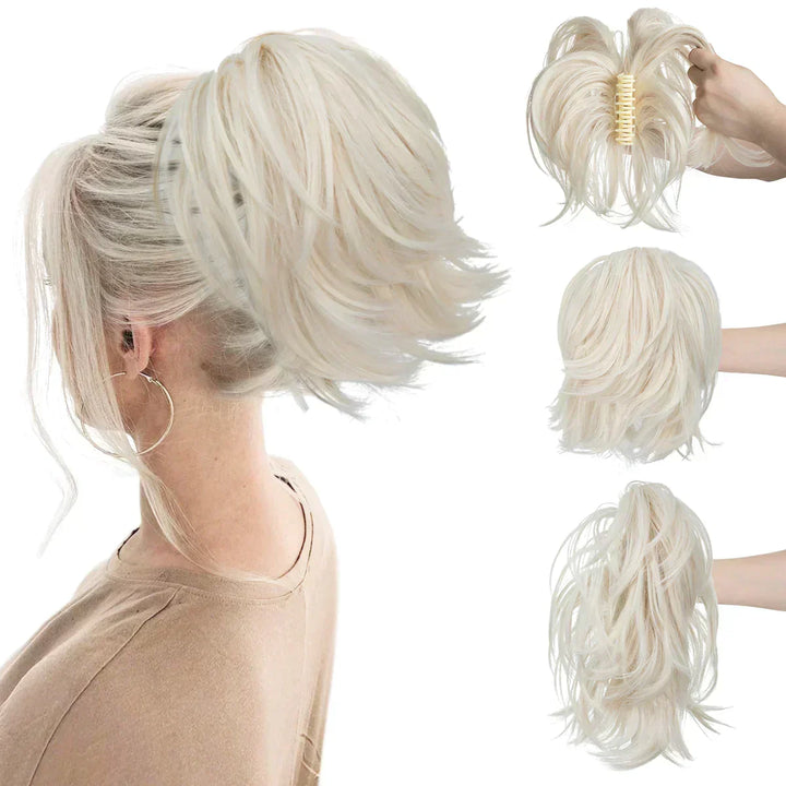 TwistPop synthetic hair extension for an easy, voluminous ponytail or bun updo.