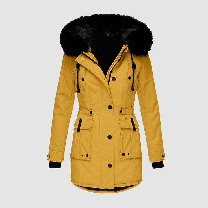Essential women's insulated parka for cold weather. Hooded, warm & weatherproof winter jacket.