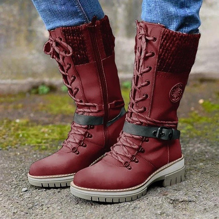 Warm women's outdoor boots with non-slip sole, comfortable & waterproof for snow.