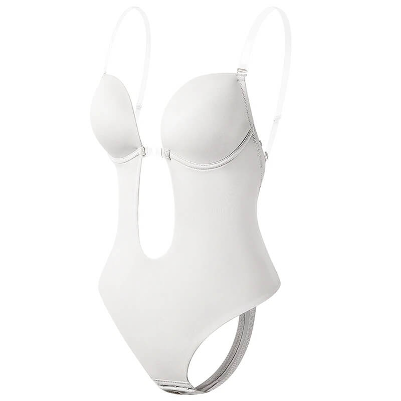 Lightweight invisible backless bodysuit for women, seamless slimming shapewear foundation.