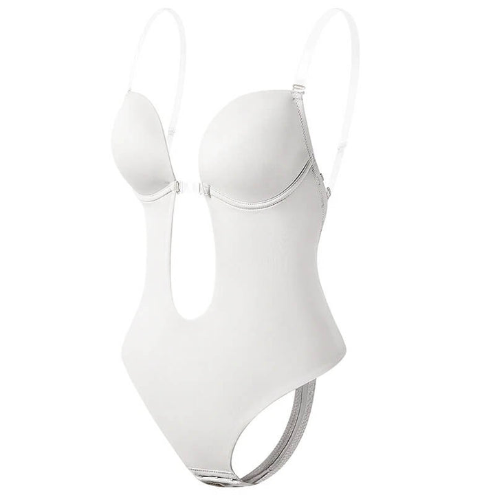 Lightweight invisible backless bodysuit for women, seamless slimming shapewear foundation.
