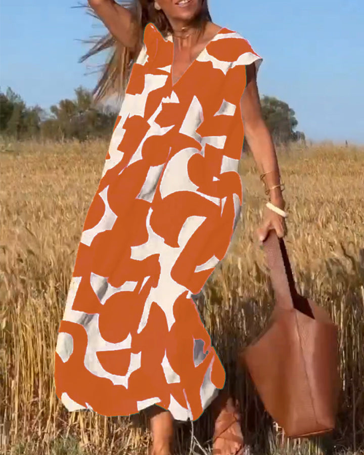 Kendall women's relaxed fit dress, vibrant abstract print, perfect for summer casual fashion.