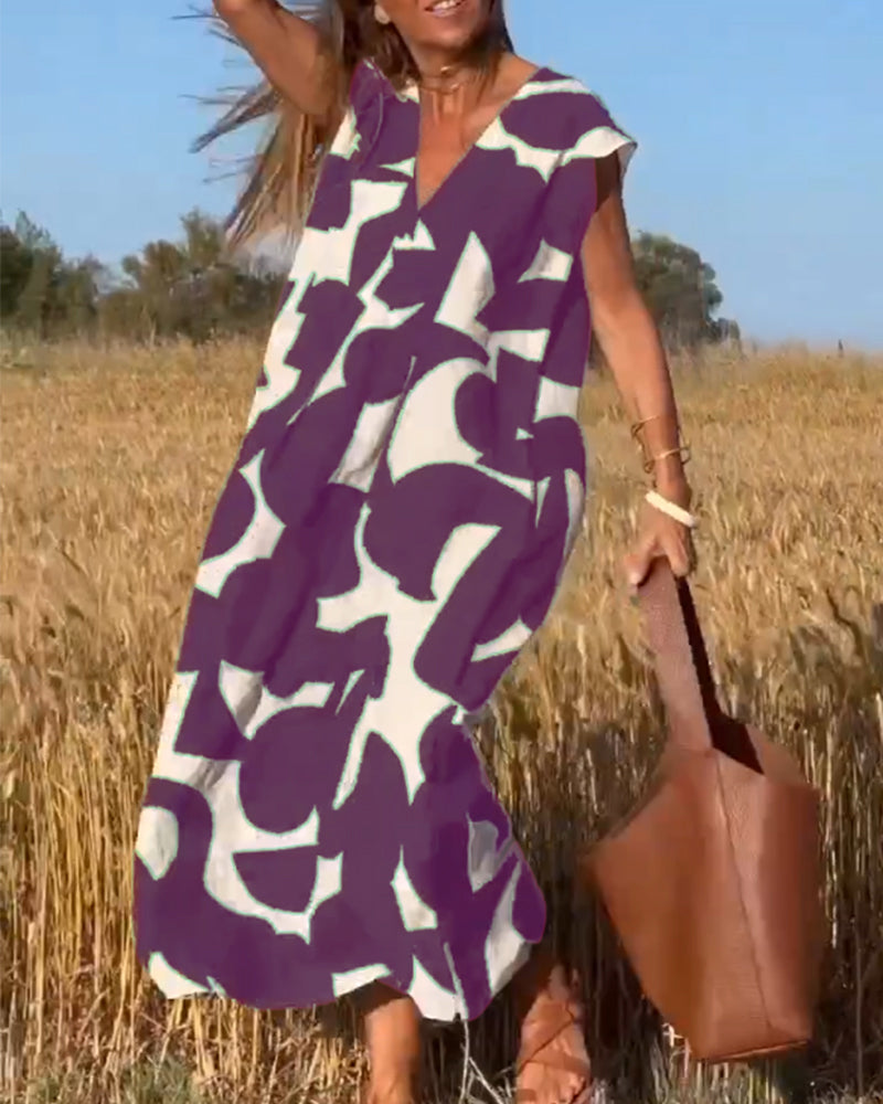 Casual women's summer dress: Kendall relaxed fit, abstract print, comfortable everyday wear.
