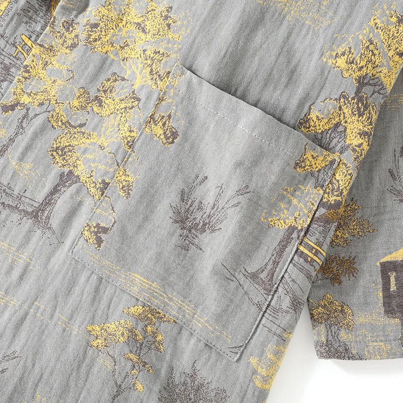 Women's artistic watercolor kimono pajama set. Comfortable and elegant loungewear sleep set.